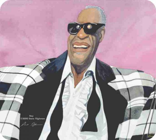 Ray Charles by Dane Tilghman Black Art Mousepad